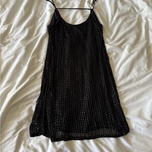 Black Sequin Dress with Spaghetti Straps